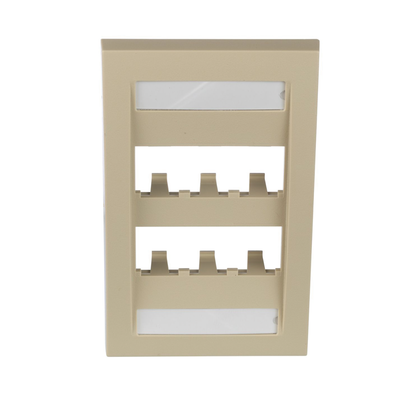 Placa De Pared Vertical Ejecutiva, Salida Para 6 Puertos Mini-com, Con Espacios Para Etiquetas, Color Marfil