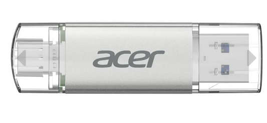 Memoria Usb 64gb Ut300 Acer 3.2 Lect. 150mb/s Escrit. 90mb/s Color Metalico/dual Usb-a/ Usb-c Bl.9bwwa.589