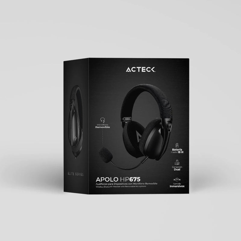 Audifonos Acteck Apolo Hp675 / Inalambrica Bluetooth - Adaptador Usb / Microfono Removible / Diadema Ajustable / Hasta 18 Hrs De Bateria / Negro / Ac-935333