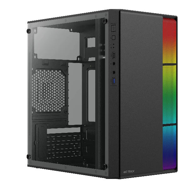 Gabinete Acteck Fusion Ii Gi440 / Micro Torre / Micro Atx, Mini Itx / Fuente 500w / Iluminacion Rgb / Panel Acrilico, Metal / Negro / Ac-935753