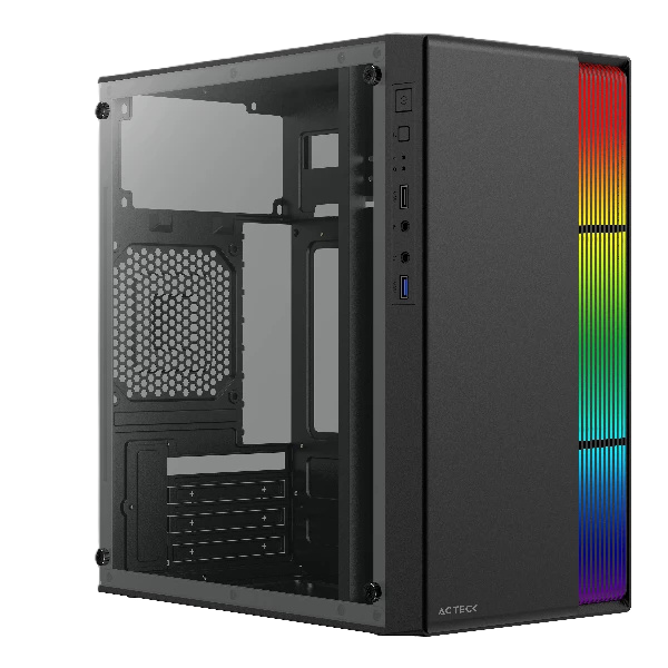Gabinete Acteck Fusion Ii Gi440 / Micro Torre / Micro Atx, Mini Itx / Fuente 500w / Iluminacion Rgb / Panel Acrilico, Metal / Negro / Ac-935753
