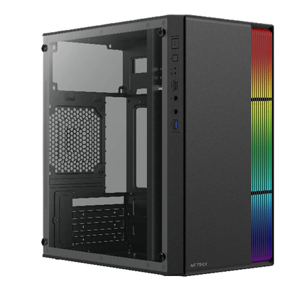 Gabinete Acteck Fusion Ii Gi440 / Micro Torre / Micro Atx, Mini Itx / Fuente 500w / Iluminacion Rgb / Panel Acrilico, Metal / Negro / Ac-935753