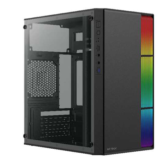 Gabinete Acteck Fusion Ii Gi440 / Micro Torre / Micro Atx, Mini Itx / Fuente 500w / Iluminacion Rgb / Panel Acrilico, Metal / Negro / Ac-935753