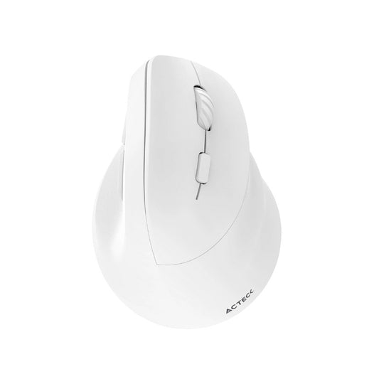 Mouse Acteck Virtuos Fitt Mi520 / Ergonomico / Vertical / Inalambrico /  Dual Bluetooth + Adaptador Usb / 2400 Dpi / Recargable / Blanco / Ac-936231