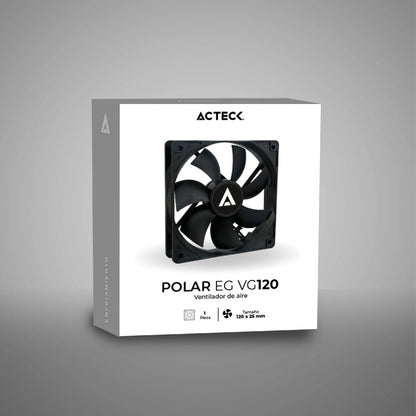 Ventilador Acteck Polar Eg Vg120 / De Aire / 1200 Rpm / 39.25 Cfm / Rodamiento Hidraulico / 7 Aspas / Conector Molex / 120 X 25 Mm / Ac-938136