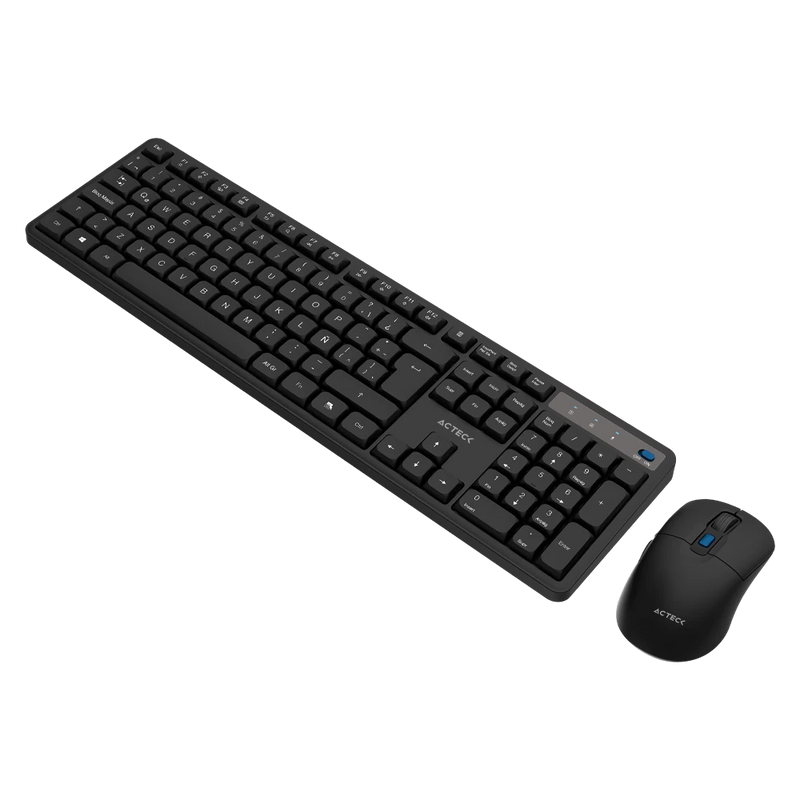 Kit Acteck Creator Silent Pro Mk474 / Teclado Y Mouse / Inalambrico Dongle Usb / Win, Mac, Android / Membrana /106 Teclas / Ergonomico / 5000 Dpi Ajustable / 6 Botones / Optico / Negro /ac-943505