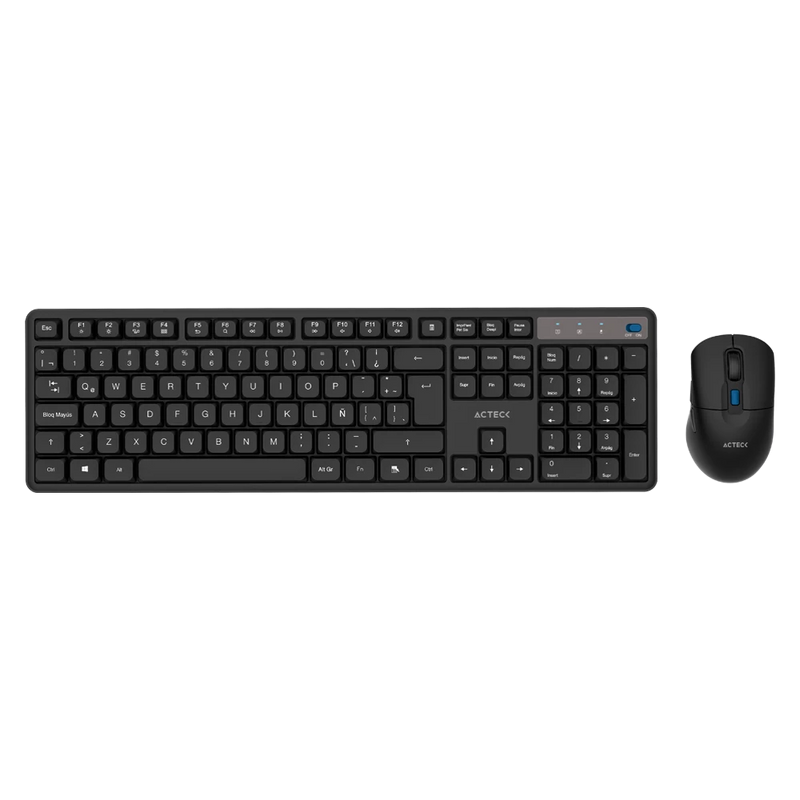 Kit Acteck Creator Silent Pro Mk474 / Teclado Y Mouse / Inalambrico Dongle Usb / Win, Mac, Android / Membrana /106 Teclas / Ergonomico / 5000 Dpi Ajustable / 6 Botones / Optico / Negro /ac-943505