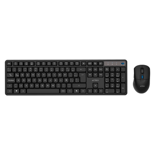 Kit Acteck Creator Silent Pro Mk474 / Teclado Y Mouse / Inalambrico Dongle Usb / Win, Mac, Android / Membrana /106 Teclas / Ergonomico / 5000 Dpi Ajustable / 6 Botones / Optico / Negro /ac-943505