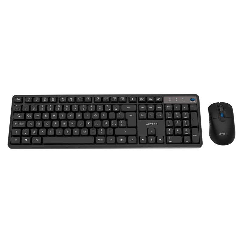 Kit Acteck Creator Silent Pro Mk474 / Teclado Y Mouse / Inalambrico Dongle Usb / Win, Mac, Android / Membrana /106 Teclas / Ergonomico / 5000 Dpi Ajustable / 6 Botones / Optico / Negro /ac-943505