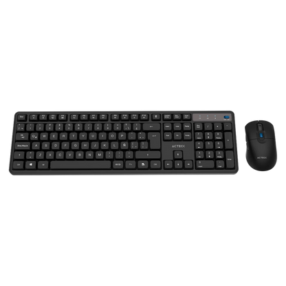 Kit Acteck Creator Silent Pro Mk474 / Teclado Y Mouse / Inalambrico Dongle Usb / Win, Mac, Android / Membrana /106 Teclas / Ergonomico / 5000 Dpi Ajustable / 6 Botones / Optico / Negro /ac-943505