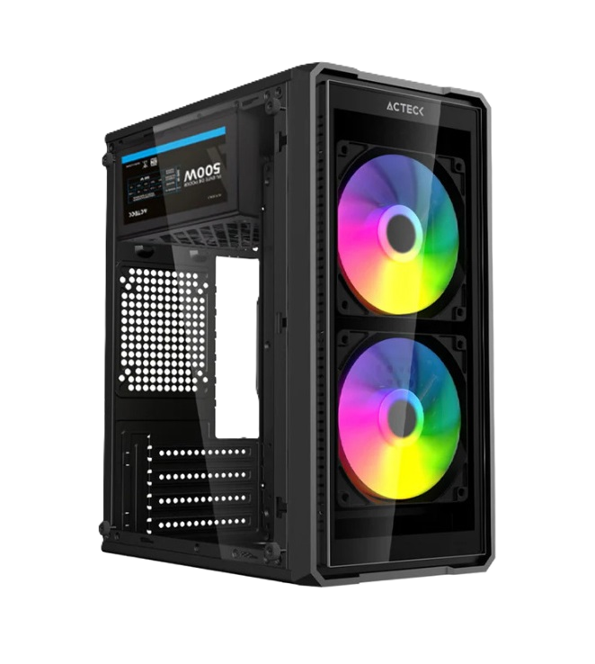 Gabinete Acteck Doom Ultra Crystal Gi750c / Mini Torre / Paneles De Cristal Templado / Fuente De Poder Atx 500w Incluida / Compatibilidad Micro Atx / Mini Itx / Negro / Ac-943789