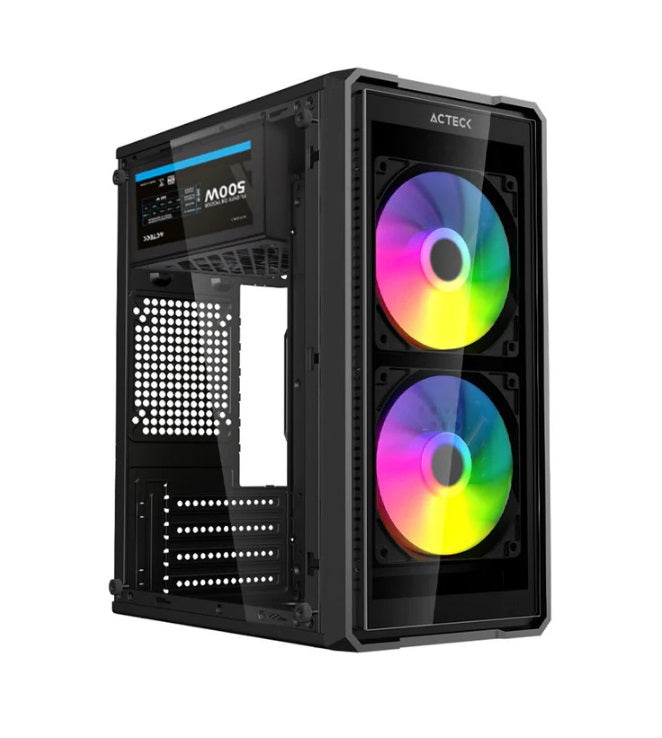 Gabinete Acteck Doom Ultra Crystal Gi750c / Mini Torre / Paneles De Cristal Templado / Fuente De Poder Atx 500w Incluida / Compatibilidad Micro Atx / Mini Itx / Negro / Ac-943789