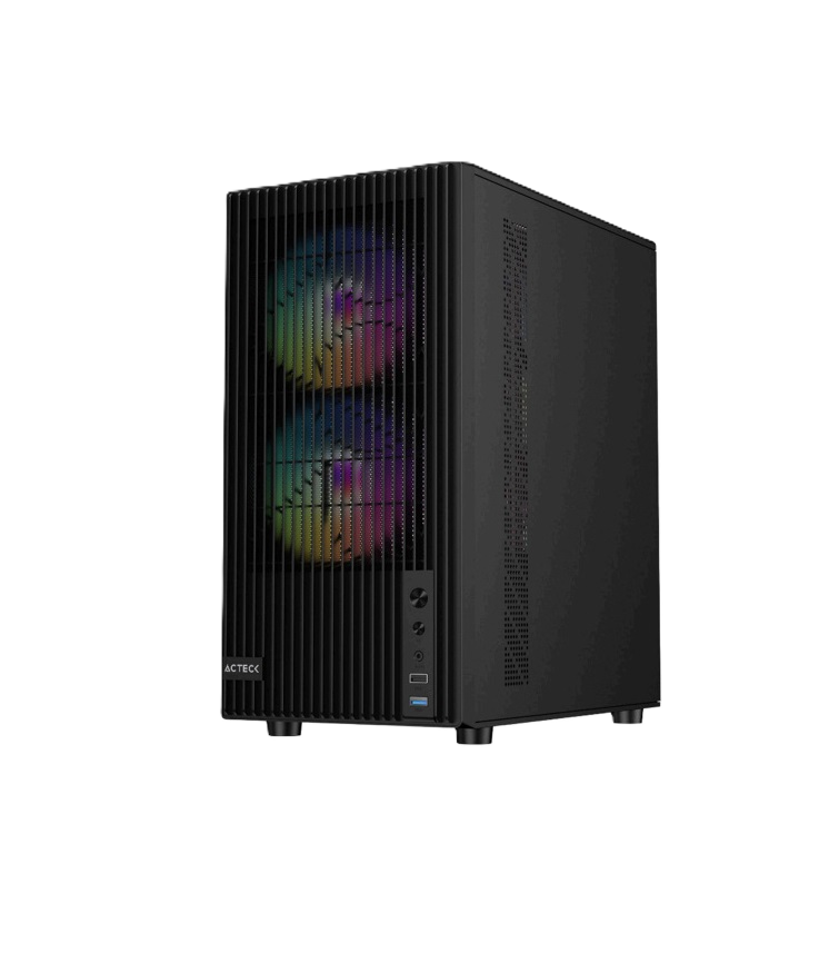 Gabinete Acteck Zyron Gc606 / Mini Torre / Micro Atx - Mini Itx / Ventiladores Frgb X3 / Fuente De Poder Tipo Atx (no Incluida) / Metal + Panel De Cristal Templado / Negro / Ac-943819