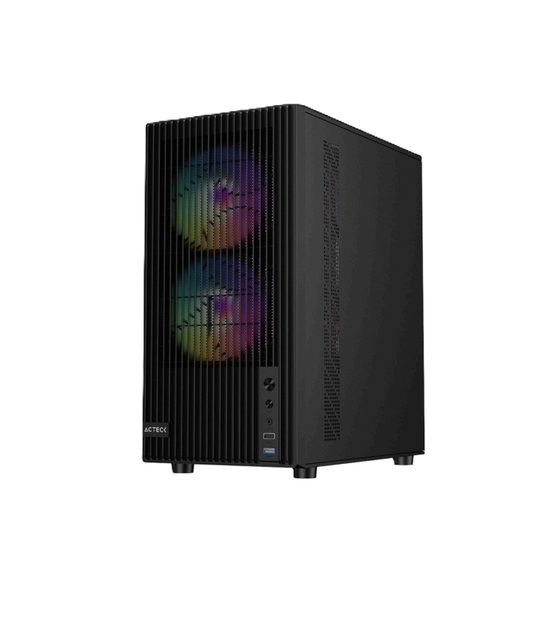 Gabinete Acteck Zyron Gc606 / Mini Torre / Micro Atx - Mini Itx / Ventiladores Frgb X3 / Fuente De Poder Tipo Atx (no Incluida) / Metal + Panel De Cristal Templado / Negro / Ac-943819