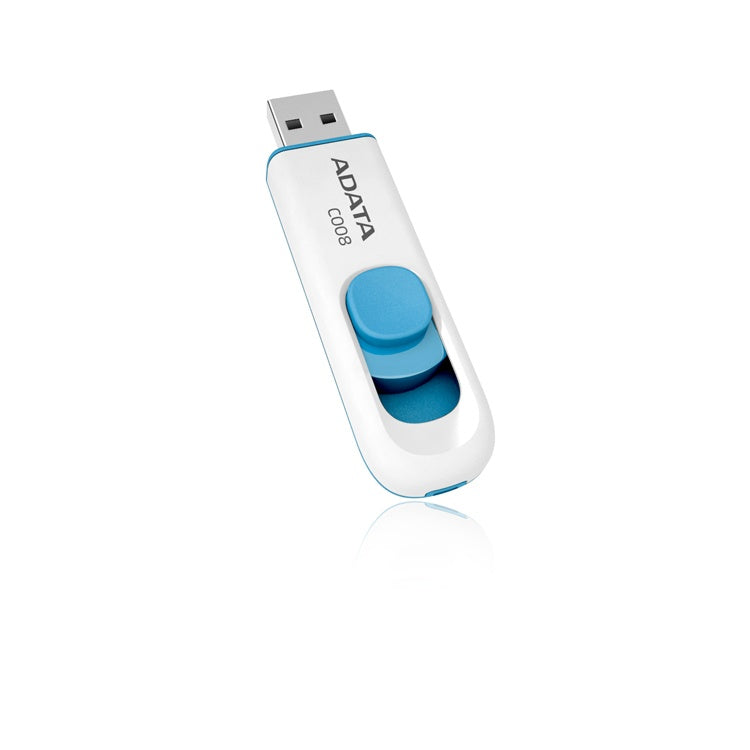 Memoria Adata 64gb Usb 2.0 C008 Retractil Blanco-azul (ac008-64g-rwe)