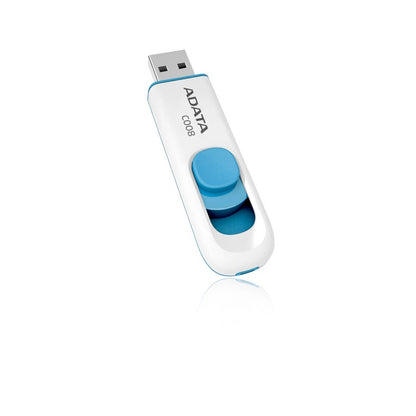 Memoria Adata 64gb Usb 2.0 C008 Retractil Blanco-azul (ac008-64g-rwe)