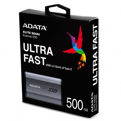 Unidad De Estado Solido Ssd Externo Adata Se880 500gb Portatil Usb 3.2 Usb Tipo C Gris Titanio Windows Mac Linix Android Ps4/5 Xbox Series X S (aeli-se880-500gcgy)