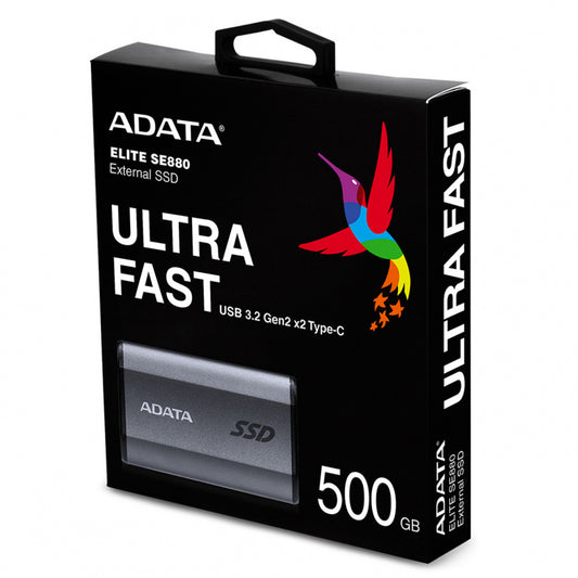 Unidad De Estado Solido Ssd Externo Adata Se880 500gb Portatil Usb 3.2 Usb Tipo C Gris Titanio Windows Mac Linix Android Ps4/5 Xbox Series X S (aeli-se880-500gcgy)