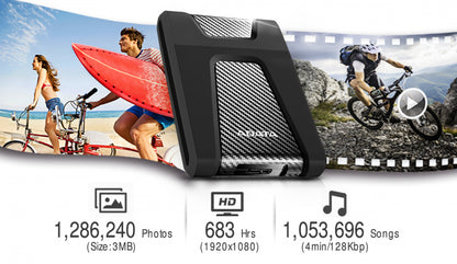 Disco Duro Externo Adata Hd650 2tb Portatil 2.5 Usb 3.2 Windows Mac Linux Contragolpes Color Negro (ahd650-2tu31-cbk)