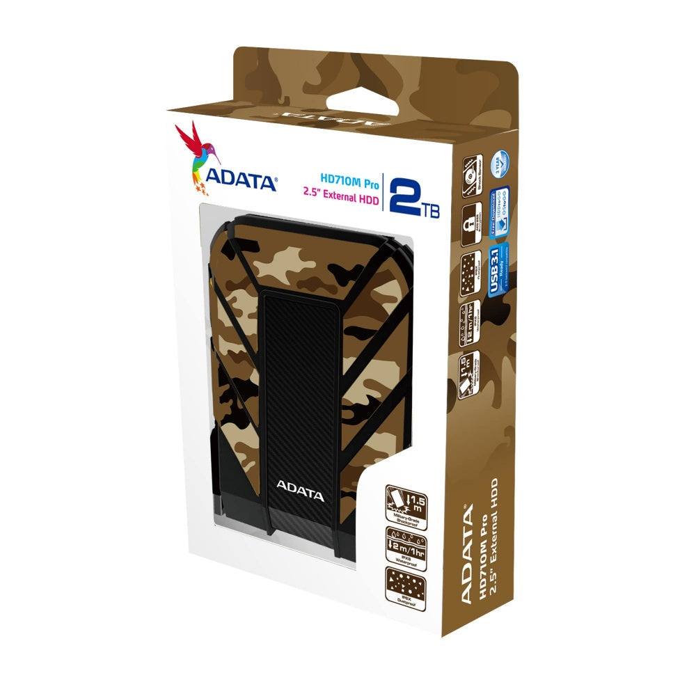 Disco Duro Externo Adata Hd710mp 2tb Portatil 2.5 Usb 3.2 Windows Mac Linux Contragolpes Color Camuflaje (ahd710mp-2tu31-ccf)
