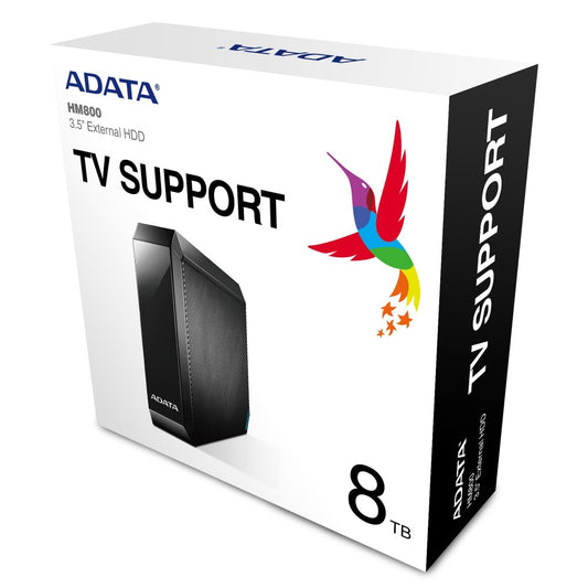 Disco Duro Externo Adata Hm800 8tb Escritorio 3.5 Usb 3.2 Windows Mac Linux Adapt Alimentacion Color Negro (ahm800-8tu32g1-cusbk)