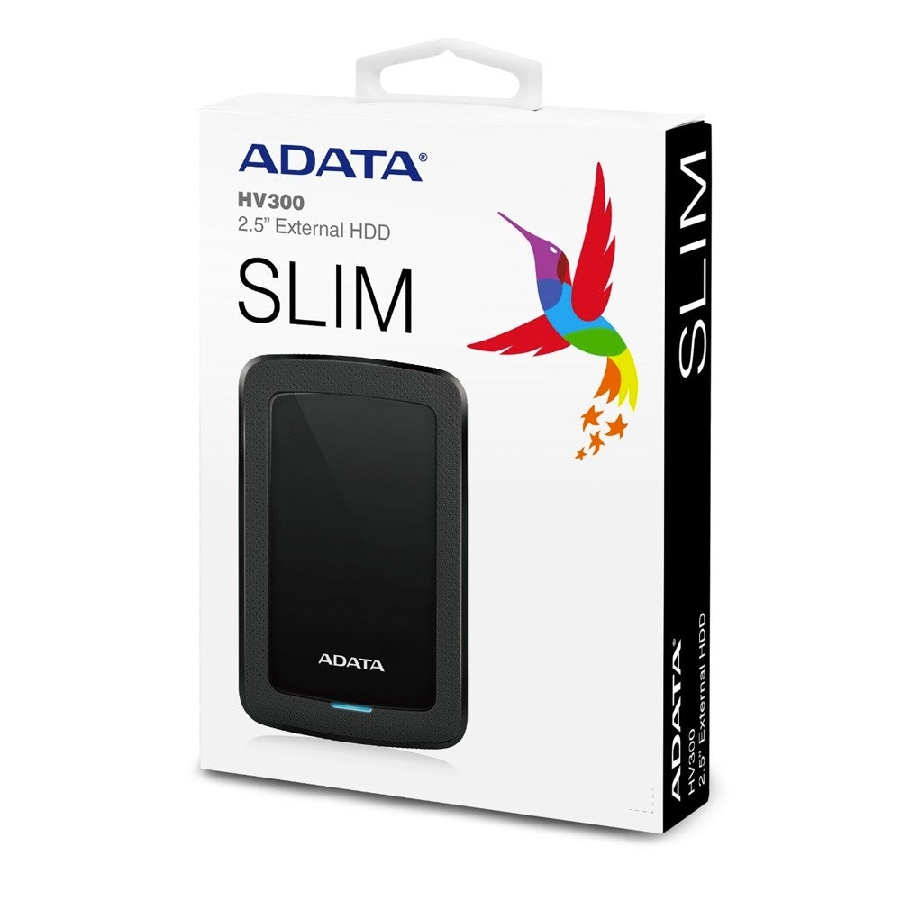 Disco Duro Externo Adata Hv300 2tb Portatil 2.5 Usb 3.2 Windows Mac Linux Dashdrive Slim Color Negro (ahv300-2tu31-cbk)