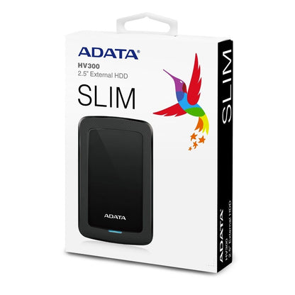 Disco Duro Externo Adata Hv300 2tb Portatil 2.5 Usb 3.2 Windows Mac Linux Dashdrive Slim Color Negro (ahv300-2tu31-cbk)
