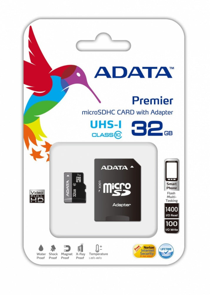 Memoria Adata Micro Sdhc 32gb Uhs-i Clase 10 C/adaptador (ausdh32guicl10-ra1)