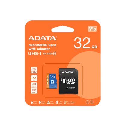 Memoria Adata Micro Sdxc/sdhc 32gb Uhs-i 100mb/25mb Clase 10 V10 A1 C/adaptador (ausdh32guicl10a1-ra1)