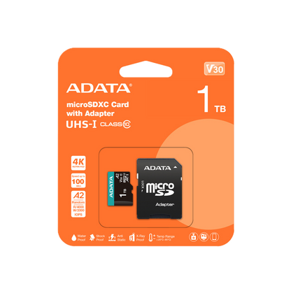 Memoria Adata Micro Sdxc/sdhc 1tb Uhs-i Videovigilancia 24/7 100mb/85mb 4k Clase 10 U3 V30 A2 C/adaptador Ausdx1tui3v30sa2-ra1