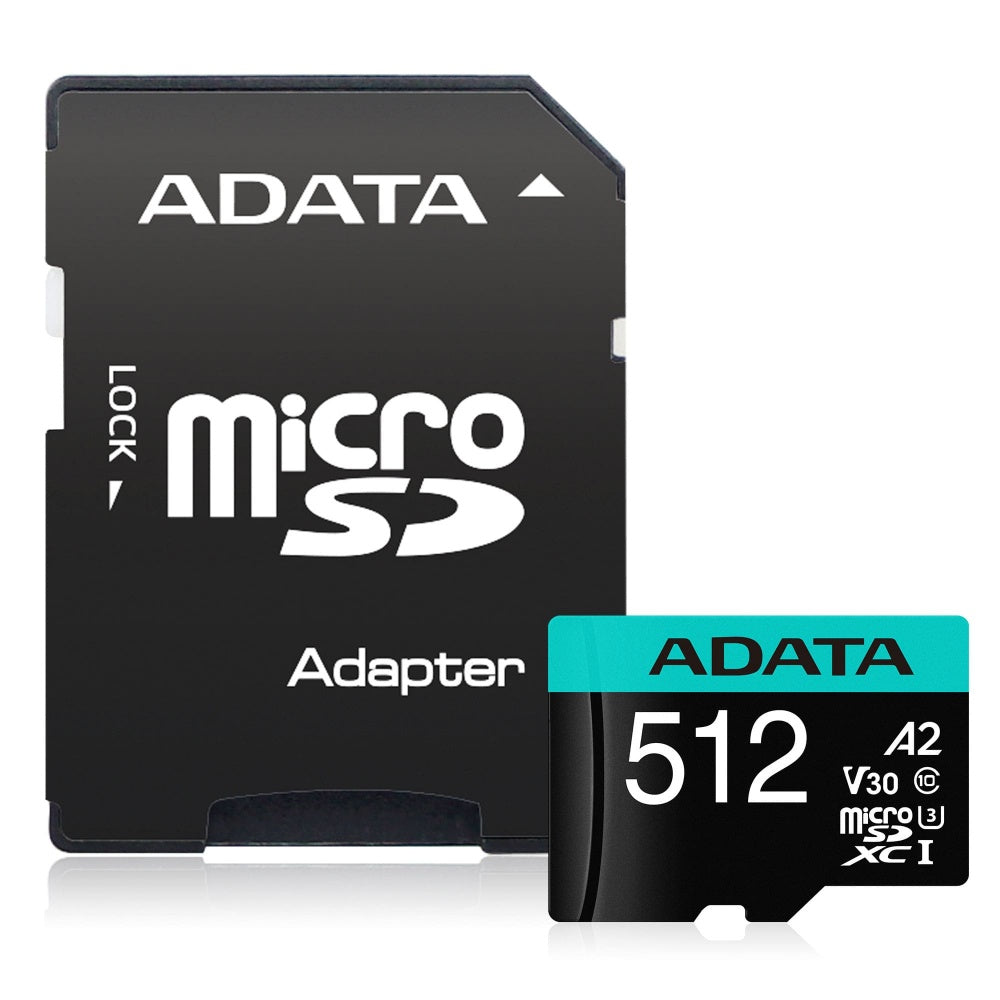 Memoria Adata Micro Sdxc/sdhc 512gb Uhs-i 100mb/85mb Clase 10 V30 A2 C/adaptador (ausdx512gui3v30sa2-ra1)