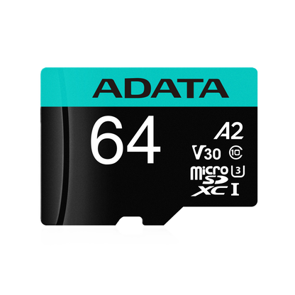 Memoria Adata Micro Sdxc/sdhc 64gb Uhs-i 100mb/80mb Clase 10 V30 A2 C/adaptador (ausdx64gui3v30sa2-ra1)