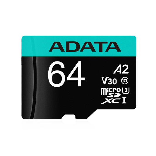 Memoria Adata Micro Sdxc/sdhc 64gb Uhs-i 100mb/80mb Clase 10 V30 A2 C/adaptador (ausdx64gui3v30sa2-ra1)