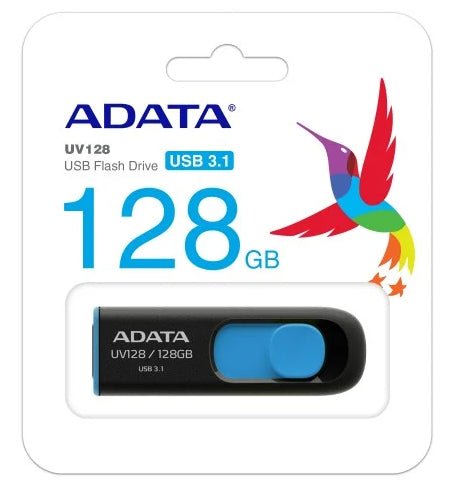 Memoria Adata 128gb Usb 3.2 Uv128 Retractil Negro-azul