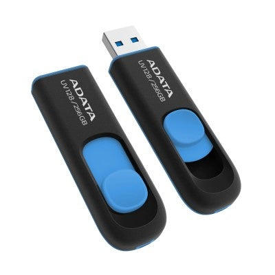 Memoria Adata 256gb Usb 3.2 Uv128 Retractil Negro Azul (auv128-256g-rbe)