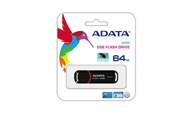 Memoria Adata 64gb Usb 3.2 Uv150 Negro (auv150-64g-rbk)