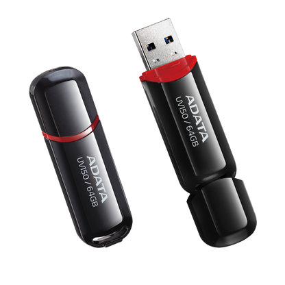 Memoria Adata 64gb Usb 3.2 Uv150 Negro (auv150-64g-rbk)