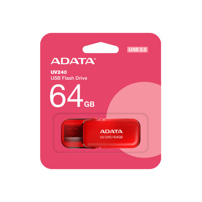 Memoria Adata 64gb Usb 2.0 Uv240 Rojo (auv240-64g-rrd)