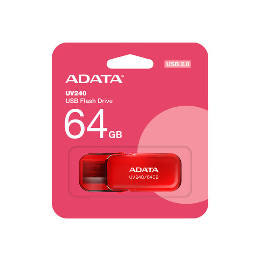 Memoria Adata 64gb Usb 2.0 Uv240 Rojo (auv240-64g-rrd)