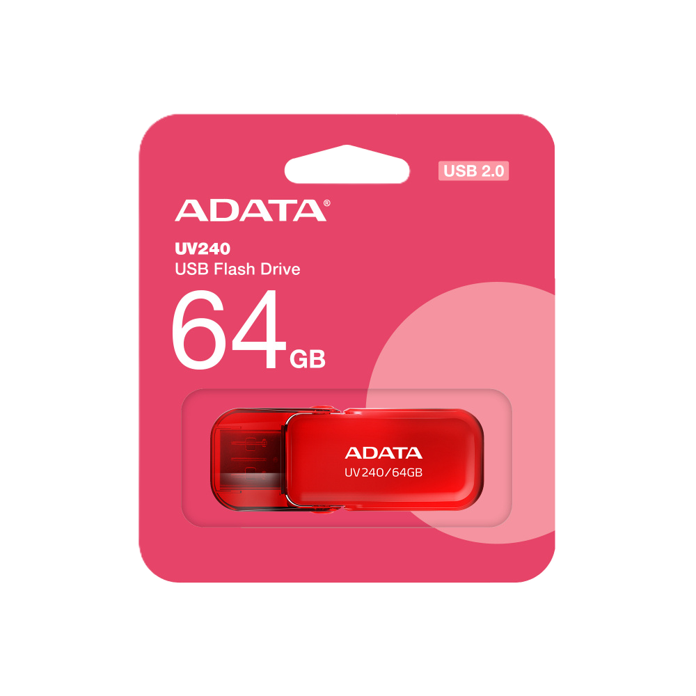 Memoria Adata 64gb Usb 2.0 Uv240 Rojo (auv240-64g-rrd)