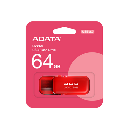 Memoria Adata 64gb Usb 2.0 Uv240 Rojo (auv240-64g-rrd)