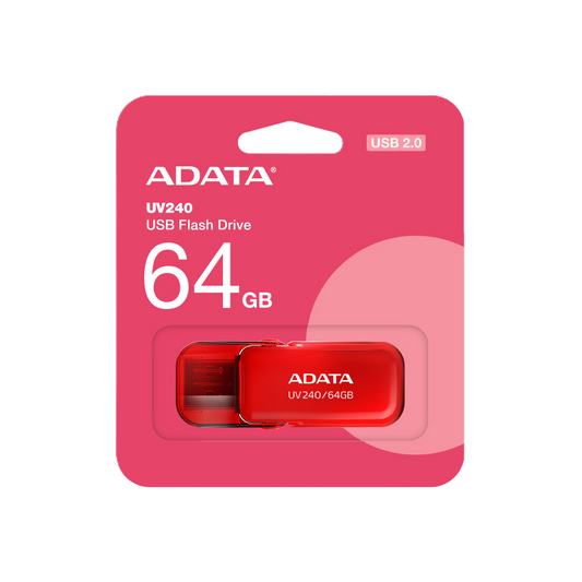 Memoria Adata 64gb Usb 2.0 Uv240 Rojo (auv240-64g-rrd)