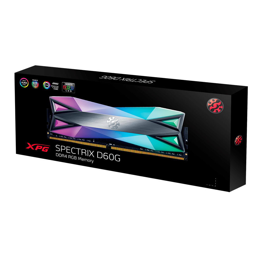Memoria Xpg Spectrix D60g Udimm Ddr4 8gb Pc4-28800 3600mhz Cl18 1.35v Rgb Con Disipador Color Gris