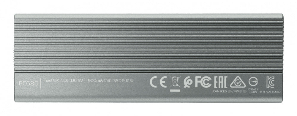 Carcasa Adata Ec680 Para Ssd Pcie De Diferentes TamaÑos M.2 Usb 3.2 Color Gris Metalico Ec680-ccgy