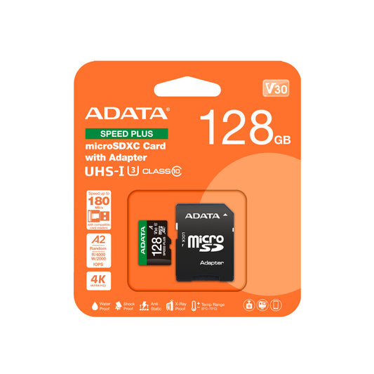 Memoria Adata Microsdxc Speed Plus 128gb Cl10 Con Adaptador (ud128gui3v30a2sp-ra1)