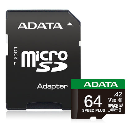Memoria Adata Microsdxc Speed Plus 64gb Cl10 Con Adaptador (ud64gui3v30a2sp-ra1)