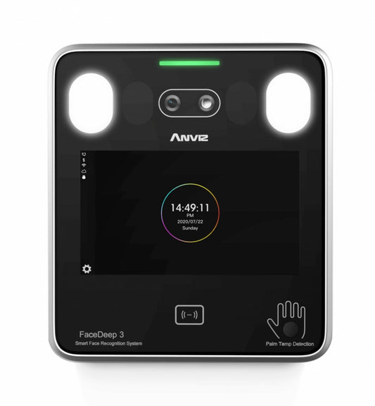 Control De Acceso / Anviz / Facedeep3 Irt / Biometrico Facial Con Deteccion De Cubrebocas Y Modulo Termografico Para Mano / 6,000 Usuarios / 6,000 Rfid / 100,000 Registros / Modulo Wifi Y Conexin A