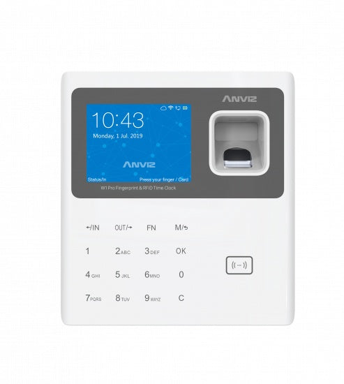 Control De Asistencia / Anviz / W1pro-white / Huella / Pantalla A Color / Servidor En La Nube (cloudclocking) / Conexión De Red Tcp/ip / Wifi / Usb / 3000 Usuarios