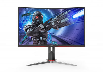 Monitor Gamer Curvo Aoc 27 Panel Va / 165 Hz / Tiempo De Respuesta 1 Ms / Amd Free Sync / Color Negro Y Rojo / 2 Hdmi / Vga / Displayport / Aspecto 16:9 / Resolucion 1920 X 1080 / Brillo 250 Cd/m2