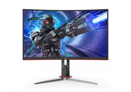 Monitor Gamer Curvo Aoc 27 Panel Va / 165 Hz / Tiempo De Respuesta 1 Ms / Amd Free Sync / Color Negro Y Rojo / 2 Hdmi / Vga / Displayport / Aspecto 16:9 / Resolucion 1920 X 1080 / Brillo 250 Cd/m2